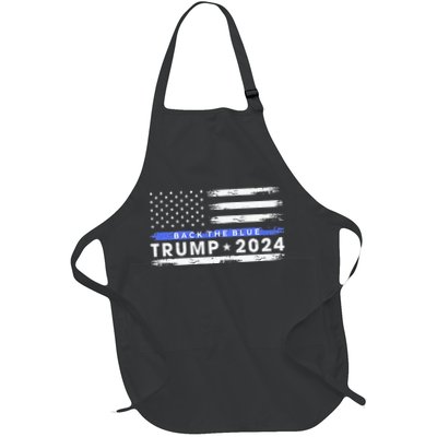 Pro Trump 2024 Back The Blue Thin Blue Line American Flag Apron