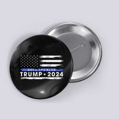 Pro Trump 2024 Back The Blue Thin Blue Line American Flag Button