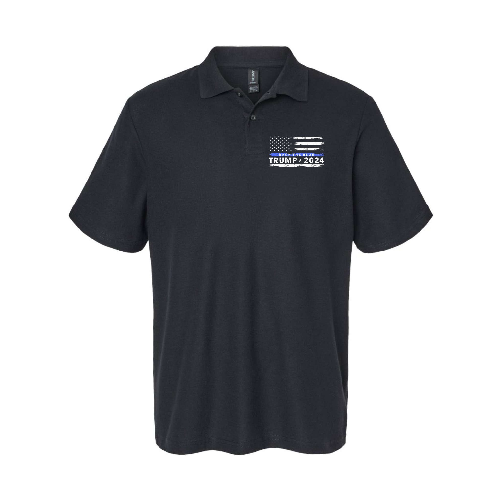 Pro Trump 2024 Back The Blue Thin Blue Line American Flag Polo