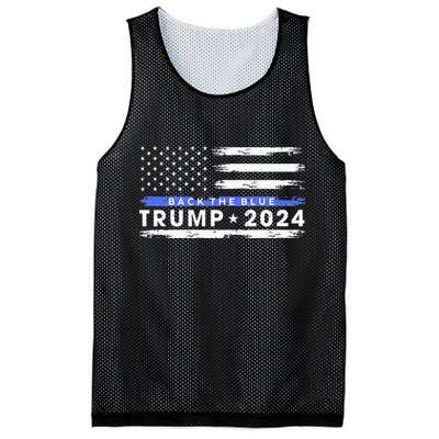 Pro Trump 2024 Back The Blue Thin Blue Line American Flag Mesh Reversible Basketball Jersey Tank