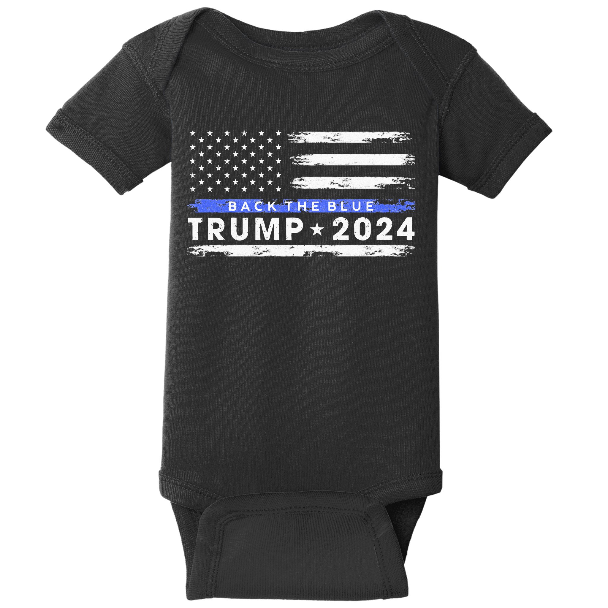 Pro Trump 2024 Back The Blue Thin Blue Line American Flag Baby Bodysuit