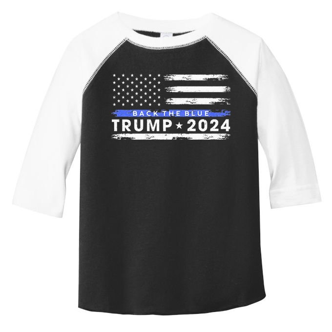 Pro Trump 2024 Back The Blue Thin Blue Line American Flag Toddler Fine Jersey T-Shirt