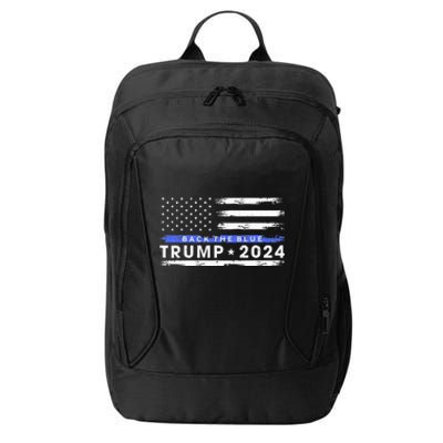 Pro Trump 2024 Back The Blue Thin Blue Line American Flag City Backpack