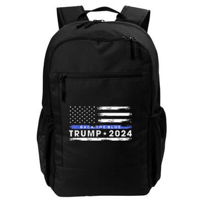 Pro Trump 2024 Back The Blue Thin Blue Line American Flag Daily Commute Backpack