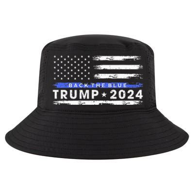 Pro Trump 2024 Back The Blue Thin Blue Line American Flag Cool Comfort Performance Bucket Hat