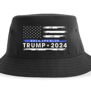 Pro Trump 2024 Back The Blue Thin Blue Line American Flag Sustainable Bucket Hat