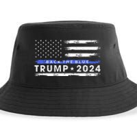 Pro Trump 2024 Back The Blue Thin Blue Line American Flag Sustainable Bucket Hat