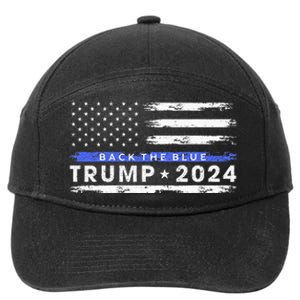 Pro Trump 2024 Back The Blue Thin Blue Line American Flag 7-Panel Snapback Hat