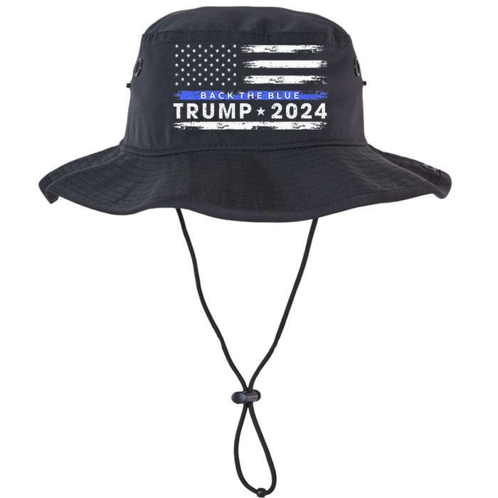 Pro Trump 2024 Back The Blue Thin Blue Line American Flag Legacy Cool Fit Booney Bucket Hat