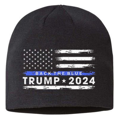 Pro Trump 2024 Back The Blue Thin Blue Line American Flag Sustainable Beanie