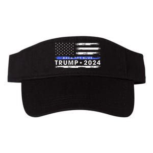 Pro Trump 2024 Back The Blue Thin Blue Line American Flag Valucap Bio-Washed Visor