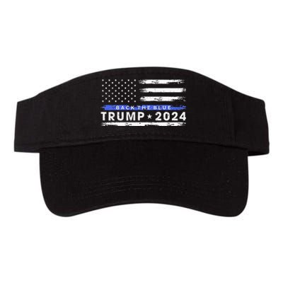 Pro Trump 2024 Back The Blue Thin Blue Line American Flag Valucap Bio-Washed Visor