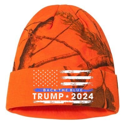 Pro Trump 2024 Back The Blue Thin Blue Line American Flag Kati Licensed 12" Camo Beanie