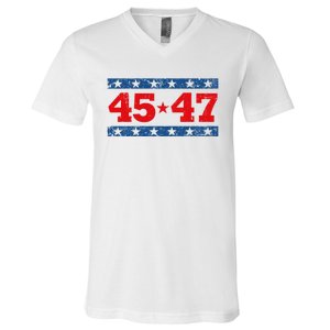 Pro Trump 2024 45th Potus 45=47 V-Neck T-Shirt