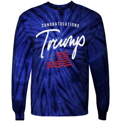 President Trump 2024 Congratulations Tie-Dye Long Sleeve Shirt