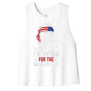 Pro Trump 2024 Patriotic IM Voting Convicted Felon Women's Racerback Cropped Tank