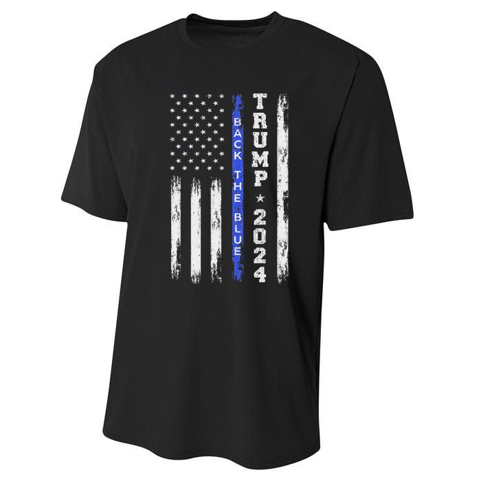 Pro Trump 2024 Back The Blue American Flag Performance Sprint T-Shirt