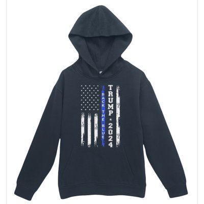 Pro Trump 2024 Back The Blue American Flag Urban Pullover Hoodie