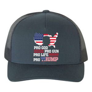 Pro Trump 2024 American Flag Prolife Progod Progun Vneck Yupoong Adult 5-Panel Trucker Hat