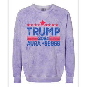 President Trump 2024 Aura +999999 Trump Fist Donald Trump Election 2024 Colorblast Crewneck Sweatshirt