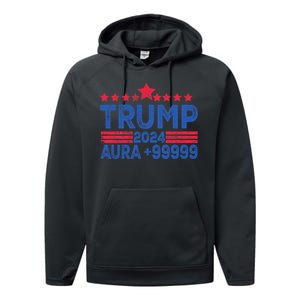 President Trump 2024 Aura +999999 Trump Fist Donald Trump Election 2024 Performance Fleece Hoodie