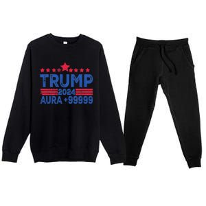 President Trump 2024 Aura +999999 Trump Fist Donald Trump Election 2024 Premium Crewneck Sweatsuit Set