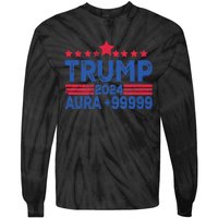 President Trump 2024 Aura +999999 Trump Fist Donald Trump Election 2024 Tie-Dye Long Sleeve Shirt