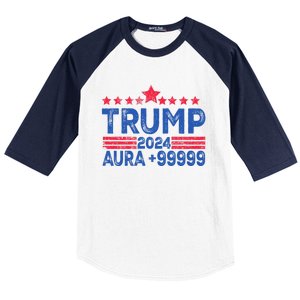 President Trump 2024 Aura +999999 Trump Fist Donald Trump Election 2024 Baseball Sleeve Shirt