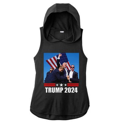 President Trump 2024 Election Vance Ladies PosiCharge Tri-Blend Wicking Draft Hoodie Tank