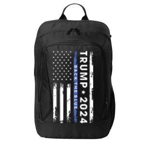 Pro Trump 2024 Back The Blue Thin Blue Line American Flag City Backpack