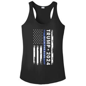 Pro Trump 2024 Back The Blue Thin Blue Line American Flag Ladies PosiCharge Competitor Racerback Tank