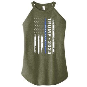 Pro Trump 2024 Back The Blue Thin Blue Line American Flag Women's Perfect Tri Rocker Tank