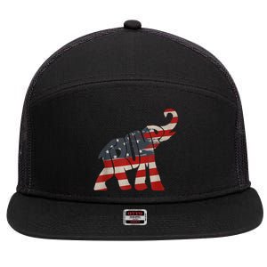 President Trump 2024 Republican Elephant Trump Supporter 7 Panel Mesh Trucker Snapback Hat