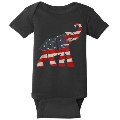 President Trump 2024 Republican Elephant Trump Supporter Baby Bodysuit