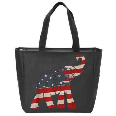 President Trump 2024 Republican Elephant Trump Supporter Zip Tote Bag
