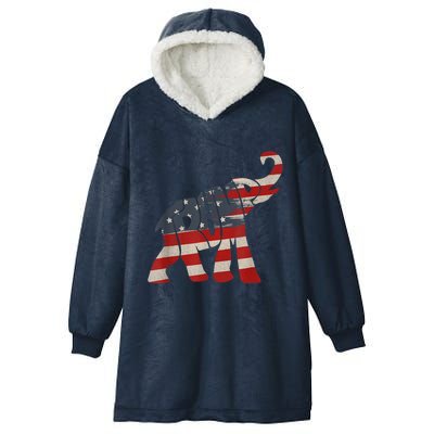 President Trump 2024 Republican Elephant Trump Supporter Hooded Wearable Blanket