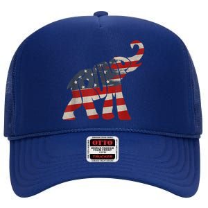 President Trump 2024 Republican Elephant Trump Supporter High Crown Mesh Back Trucker Hat