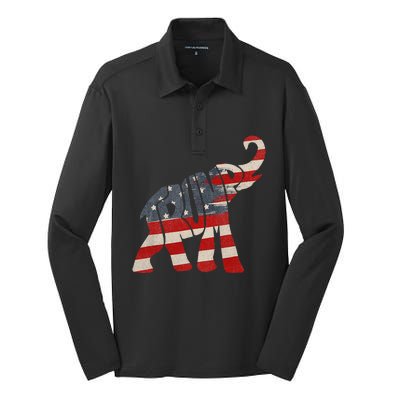 President Trump 2024 Republican Elephant Trump Supporter Silk Touch Performance Long Sleeve Polo