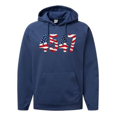 President Trump 2024 Vintage 45 47 Usa Performance Fleece Hoodie