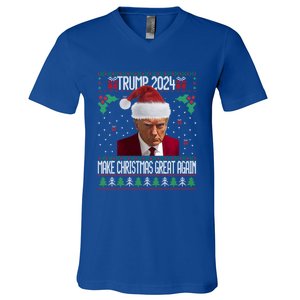 President Trump 2024 Mugshot Make Christmas Great Again Gift V-Neck T-Shirt