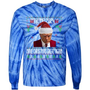 President Trump 2024 Mugshot Make Christmas Great Again Gift Tie-Dye Long Sleeve Shirt