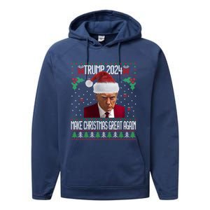 President Trump 2024 Mugshot Make Christmas Great Again Gift Performance Fleece Hoodie