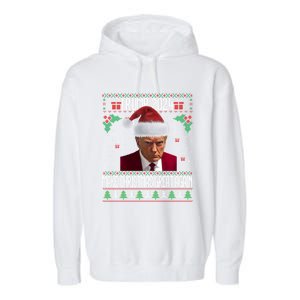 President Trump 2024 Mugshot Make Christmas Great Again Gift Garment-Dyed Fleece Hoodie