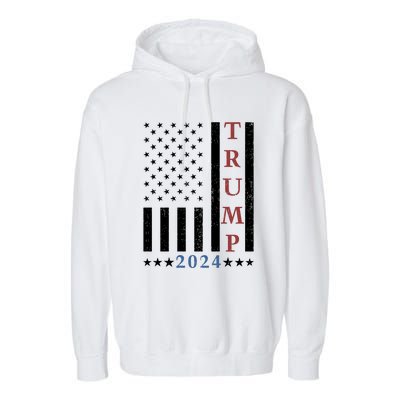 Pro Trump 2024 American Flag Garment-Dyed Fleece Hoodie