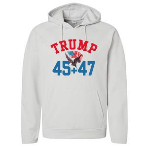 Patriotic Trump 45 And 47 Victory Winner Won Patriotic Flag Performance Fleece Hoodie