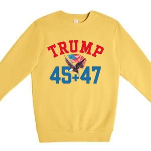 Patriotic Trump 45 And 47 Victory Winner Won Patriotic Flag Premium Crewneck Sweatshirt