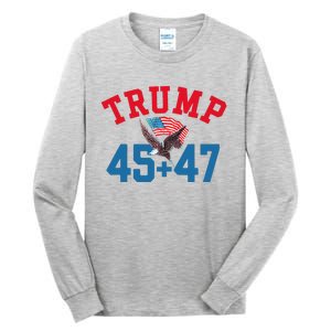 Patriotic Trump 45 And 47 Victory Winner Won Patriotic Flag Tall Long Sleeve T-Shirt