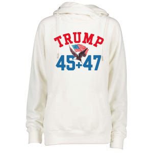 Patriotic Trump 45 And 47 Victory Winner Won Patriotic Flag Womens Funnel Neck Pullover Hood