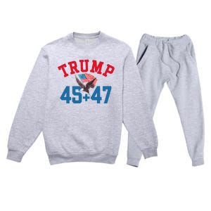 Patriotic Trump 45 And 47 Victory Winner Won Patriotic Flag Premium Crewneck Sweatsuit Set