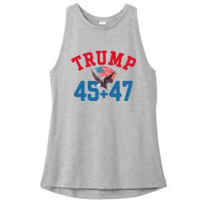 Patriotic Trump 45 And 47 Victory Winner Won Patriotic Flag Ladies PosiCharge Tri-Blend Wicking Tank